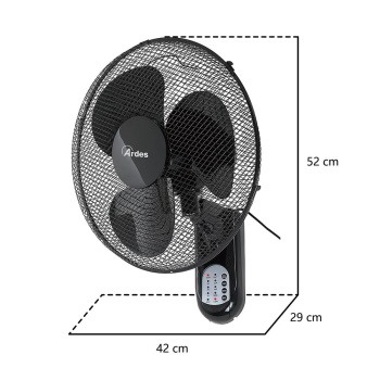 Ardes ventilator zidni sa daljinskim upravljačem i tajmerom 50W Crni AR5W40R-5