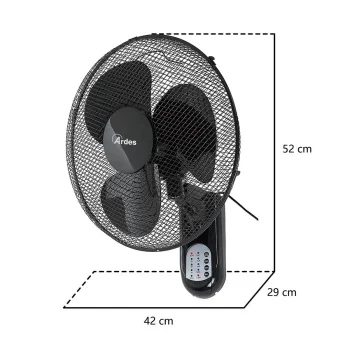 Ardes ventilator zidni sa daljinskim upravljačem i tajmerom 50W Crni AR5W40R-5 Ardes ventilator zidni sa daljinskim upravljačem i tajmerom 50W Crni AR5W40R-5
