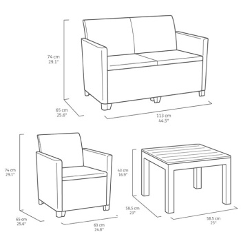 Baštenski set  Marie 2 seater grafit CU 252642-3
