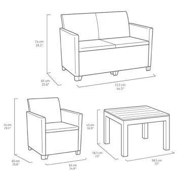 Baštenski set  Marie 2 seater grafit CU 252642-3