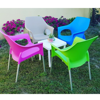 Baštenska stolica Stella sa aluminijumskim nogama - bela-2