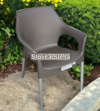Baštenska stolica Stella sa aluminijumskim nogama -  tamno moka-1