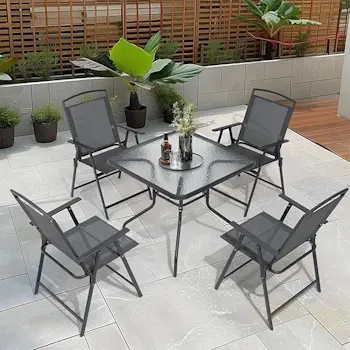 Baštenski set sto i sklopive stolice za 4 osobe crni Napoli Lemon 24-SA0122C-2