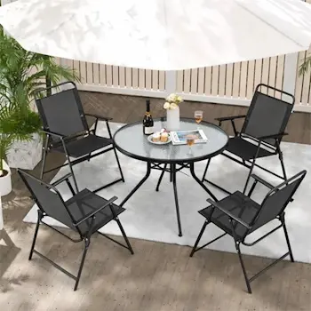 Baštenski set okrugli sto i sklopive stolice za 4 osobe crni Napoli 24-SA0124C Baštenski set okrugli sto i sklopive stolice za 4 osobe crni Napoli 24-SA0124C