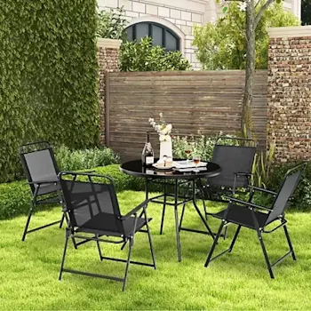 Baštenski set okrugli sto i sklopive stolice za 4 osobe crni Napoli 24-SA0124C-1 Baštenski set okrugli sto i sklopive stolice za 4 osobe crni Napoli 24-SA0124C-1