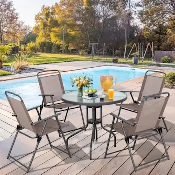 Baštenski set okrugli sto i sklopive stolice za 4 osobe metal kapućino Napoli 24-SA0125K Baštenski set okrugli sto i sklopive stolice za 4 osobe metal kapućino Napoli 24-SA0125K