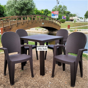 Baštenski set Sto Orfeo + 4 stolice Avala 80x80cm braon-1