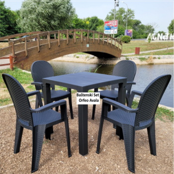 Baštenski set Sto Orfeo + 4 stolice Avala 80x80 antracit-1