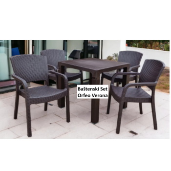 Baštenski set Sto Orfeo + 4 stolice Verona 80x80cm braon-3