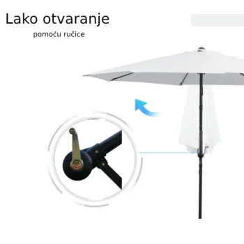 Suncobran viseći zglobni Parasol 300cm beli 24-SA0115B-3