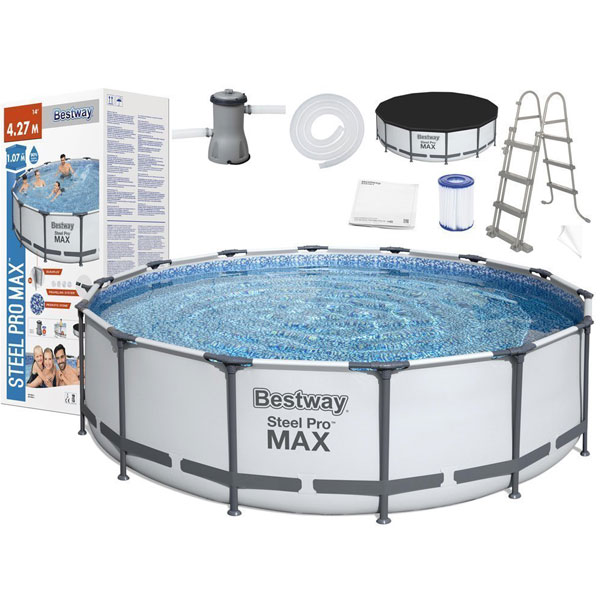 Bestway bazen Steel Pro MAX™ sa čeličnom konstrukcijom sa filter pumpom i merdevinama 427x107cm 56950-1