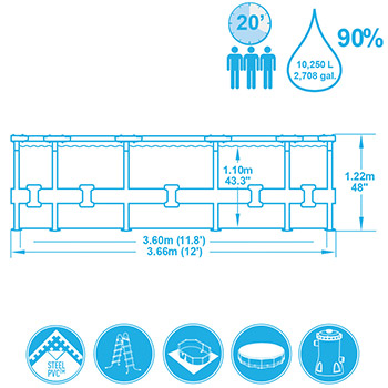Bestway bazen za dvorište sa čeličnom konstrukcijom 366x122cm 56420