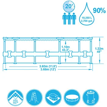 Bestway bazen za dvorište sa čeličnom konstrukcijom 366x122cm 56420-2 Bestway bazen za dvorište sa čeličnom konstrukcijom 366x122cm 56420-2