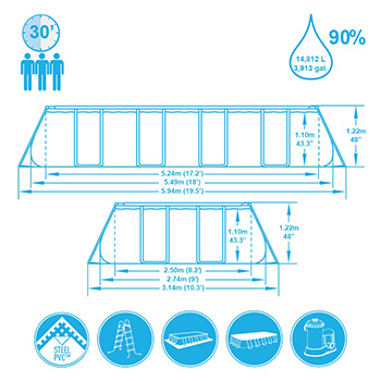 Bestway bazen Power Steel sa čeličnom konstrukcijom sa kompletnom opremom 549x274x122cm 56465