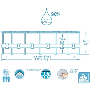 Bestway bazen Steel Pro MAX™ sa čeličnom konstrukcijom sa filter pumpom 427x84cm 56595-2