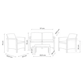 Bica baštenski set Rialto 2 siva BR2G-2