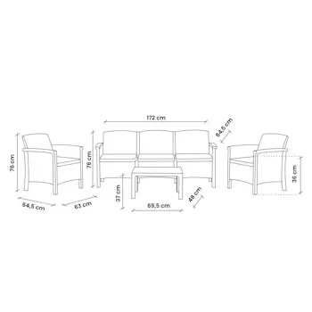 Bica baštenski set Rialto 3 siva BR3G-2