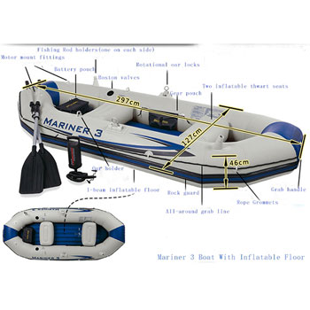 Čamac za vodu Mariner 3 sa motorom i nosačem motora Intex-3