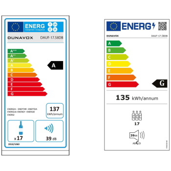 Dunavox vinski frižider podpultno ugradni  dvozonski DAUF-17.58DB