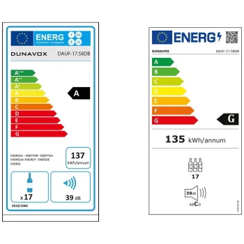 Dunavox vinski frižider podpultno ugradni  dvozonski DAUF-17.58DB-2