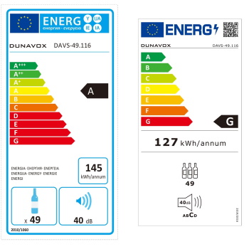 Dunavox vinski frižider potpuno ugradni dvozonski DAVS-49.116DSS 