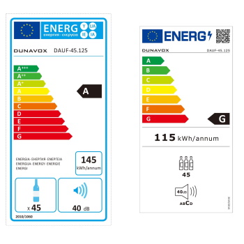 Dunavox vinska vitrina podpultno ugradna dvozonska DAUF-45.125DSS.TO 