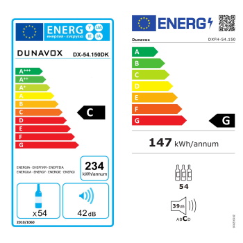 Dunavox vinski frižider samostojeći dvozonski  DXFH-54.150