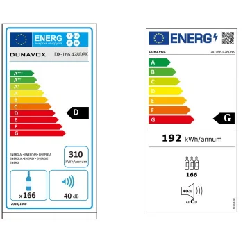 Dunavox vinski frižider samostojeći dvozonski DX-166.428DBK-4