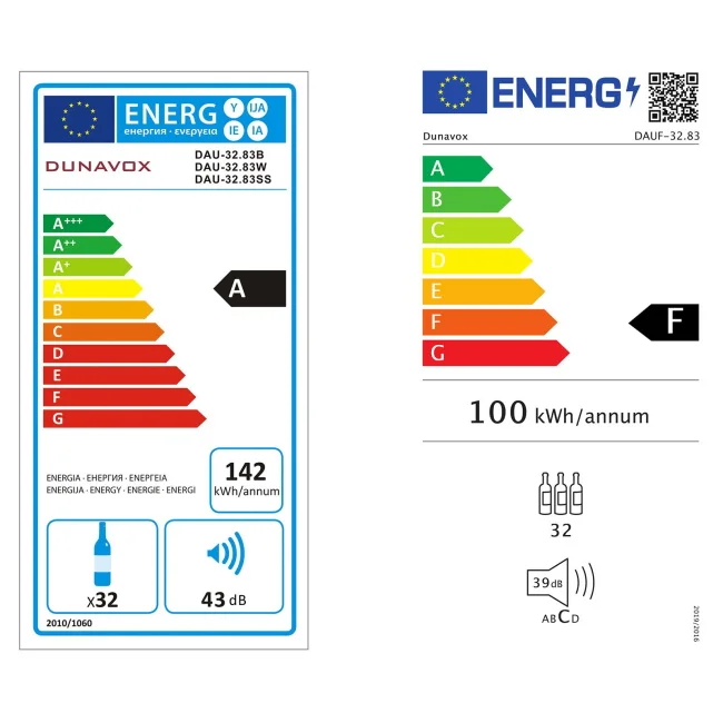 Dunavox vinski frižider podpultno ugradni jednozonski  DAUF-32.83SS-1