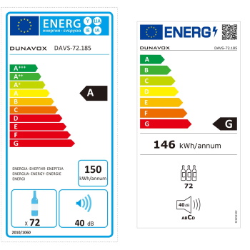  Dunavox vinska vitrina podpultno ugradna dvozonska DAVS-72.185DB-2
