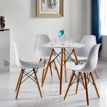 Trpezarijska garnitura okrugli sto sa 4 plastične stolice Aurora bela-2