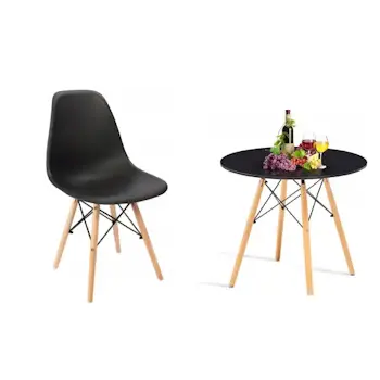 Trpezarijska garnitura okrugli sto sa 4 plastične stolice Aurora crna-3