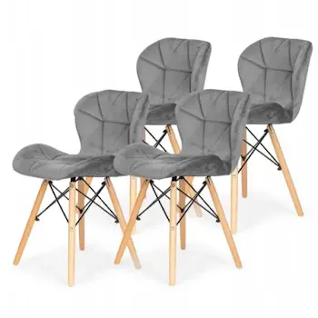 Set trpezarijskih plišanih stolica Freja u sivoj boji 4/1