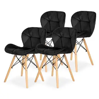 Set trpezarijskih plišanih stolica Freja u crnoj boji 4/1