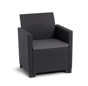 Keter Claire baštenska garnitura – dvosed, 2 fotelje i sto sa ostavom (grafit)-2