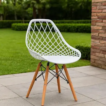 Trpezarijska garnitura sto sa drvenim nogarima i 4 stolice Skandi bela-1