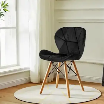 Trpezarijska garnitura Freja okrugli sto i 4 plišane stolice crna-5