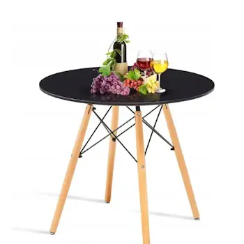 Trpezarijska garnitura Freja okrugli sto i 4 plišane stolice crna-1