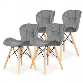 Trpezarijska garnitura sto sa drvenim nogarima i 4 stolice Freja siva-1