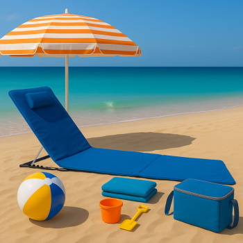 Ležaljka za plažu sa podglavljem sklopiva - plava LP-722000P