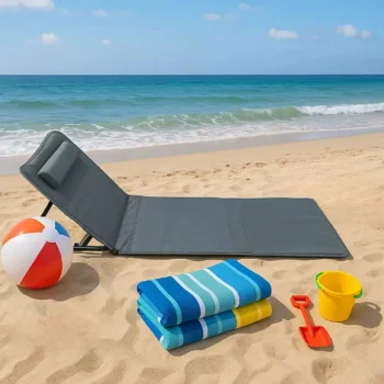 Ležaljka za plažu sa podglavljem sklopiva - siva LP-722000S Ležaljka za plažu sa podglavljem sklopiva - siva LP-722000S