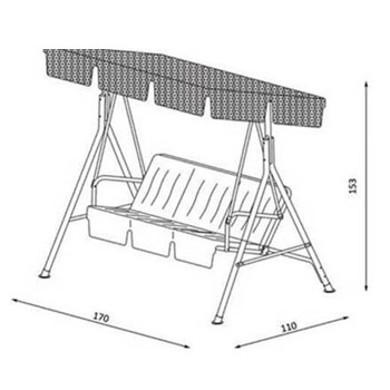 Baštenska ljuljaška trosed 110x170x153 cm