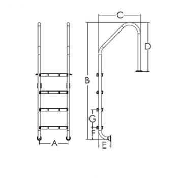 Fin Forest merdevine za bazen standardne sa 4 stepenika 3576-1