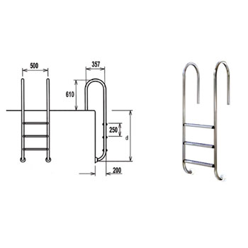  Merdevine za bazen sa uskim rukohvatima, sa 3 gazišta
