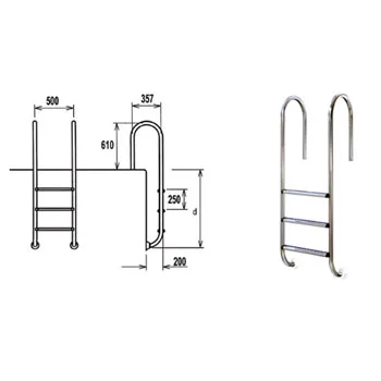 Merdevine za bazen sa uskim rukohvatima, sa 2 gazišta-1 Merdevine za bazen sa uskim rukohvatima, sa 2 gazišta-1