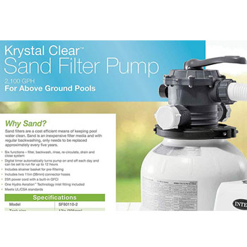Krystal Clear peščana pumpa za bazen Intex 7900l/h (7.9m3/sat)