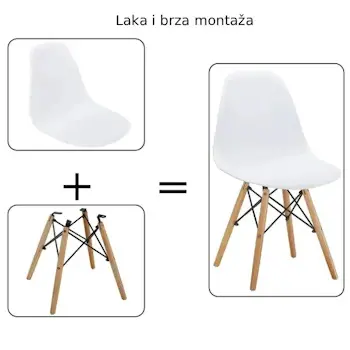 Set plastičnih trpezarijskih stolica Aurora bela 4/1 25-KS005SET-3