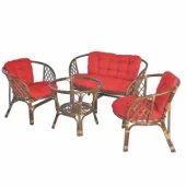 Baštenska garnitura Bahama Braon - crveni jastuci