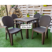 Baštenski set Sto Orfeo + 4 stolice Avala 80x80cm braon