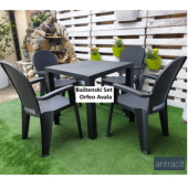 Baštenski set Sto Orfeo + 4 stolice Avala 80x80 antracit